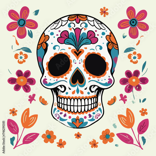 skull with day of the dead motif