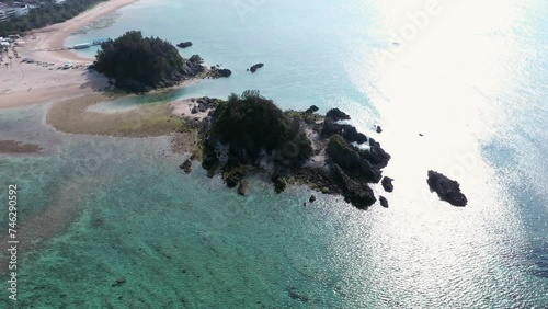 Okinawa busena terrace beach 4k drone video