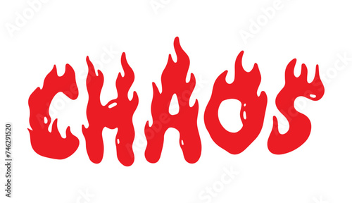 CHAOS, red fire  text