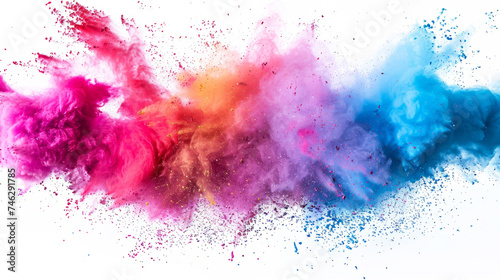 explosion of multi-colored powders on a white background