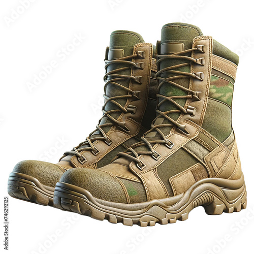 Military bertsy. Isolated soldier shoes photo