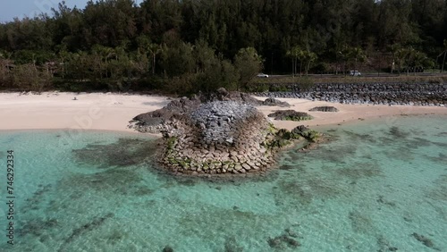 Okinawa busena terrace beach 4k drone video
