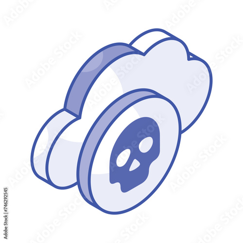 Perfectly designed isometric icon of cloud error, isolated on white background