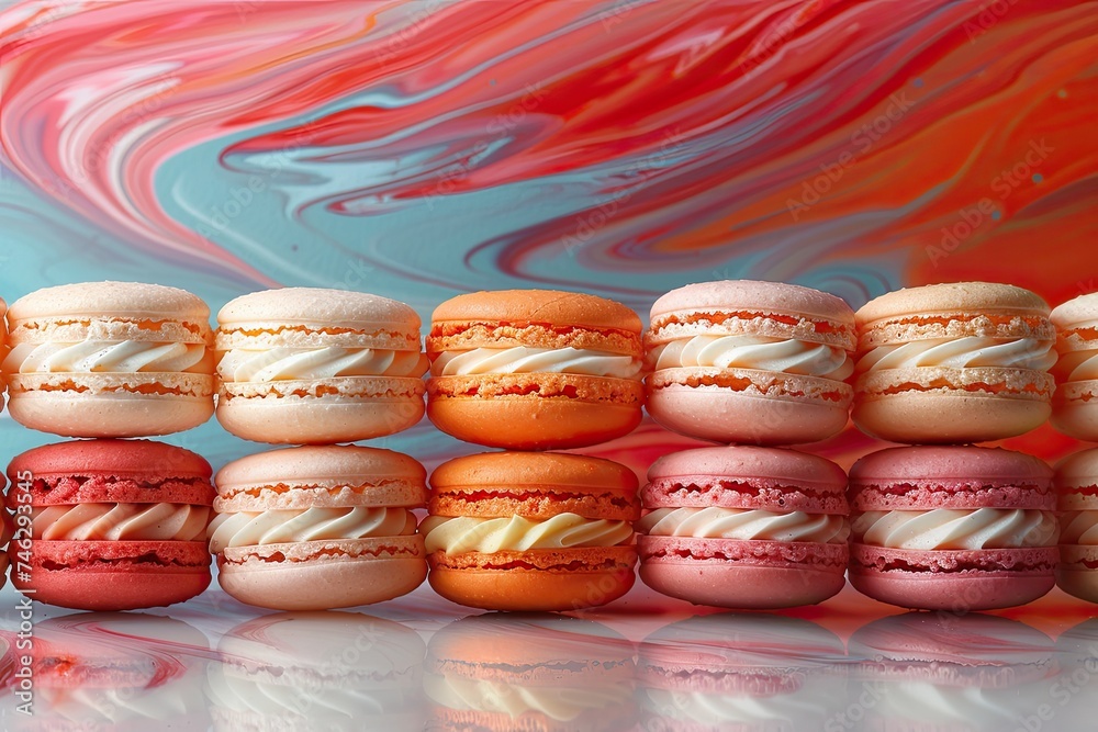Obraz premium Group of Colorful Macaroons Arranged Neatly