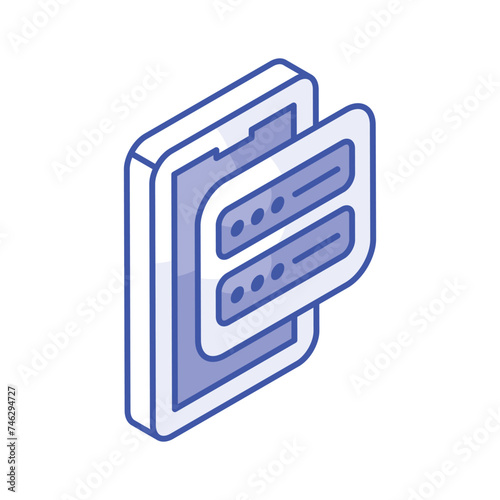 Premium isometric vector of mobile password, mobile serenity icon design
