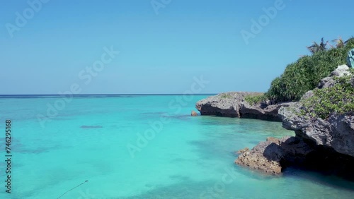 Okinawa moon beach 4k drone video