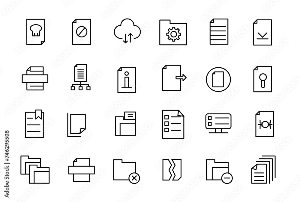 Document and files line icons. For website marketing simple line art style icons pack. Thin line web icon set. Document and files line icons. For website marketing simple line art style icons pack. Thin line web icon set.