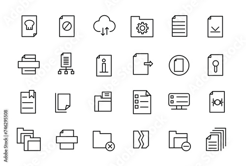 Document and files line icons. For website marketing simple line art style icons pack. Thin line web icon set.