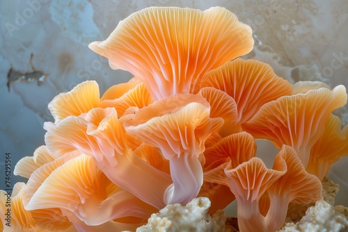 fantastic mushrooms on a background of building plaster. in pastel colors. © Kateryna Muzhevska