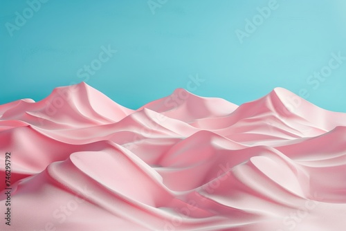 pink dunes on a turquoise background. Hyperrealistic. Vertical photo