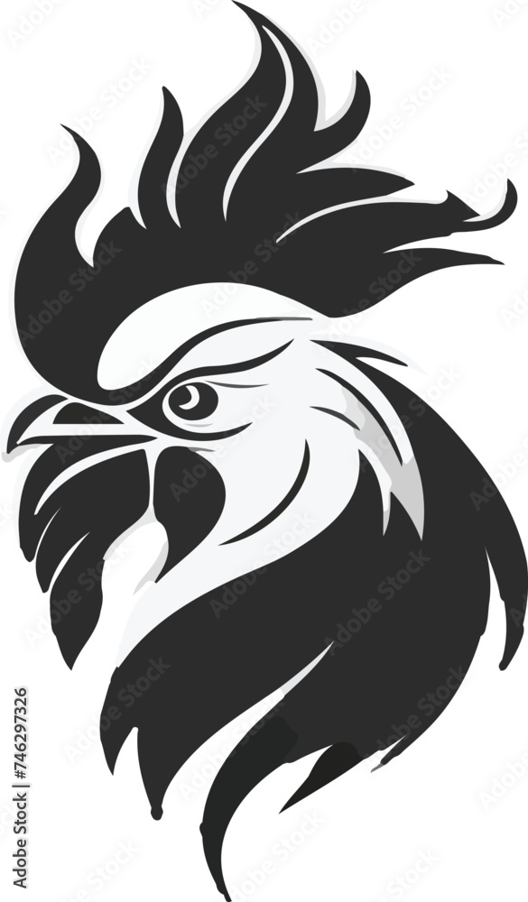 Naklejka premium Rooster face logo vector illustration scary art design.