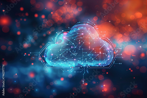 Futuristic Digital Cloud Networking in Cyberspace Technology Illustration.. © Dmitry