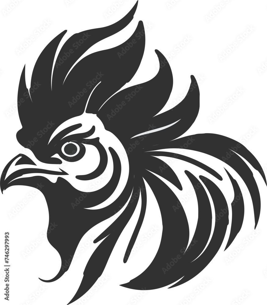 Rooster face cartoon logo vector illustration art design.