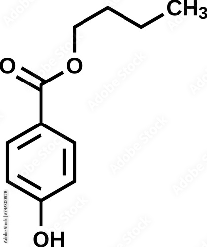 Butylparaben structural formula, vector illustration