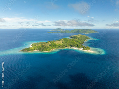 Logbon Island with sandy beaches surrounded by blue sea. Romblon, Romblon. Philippines.
