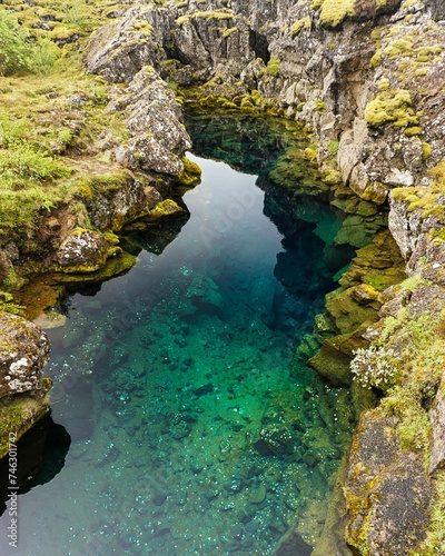 Crystal clear water in Thingvellir National Park  Iceland
