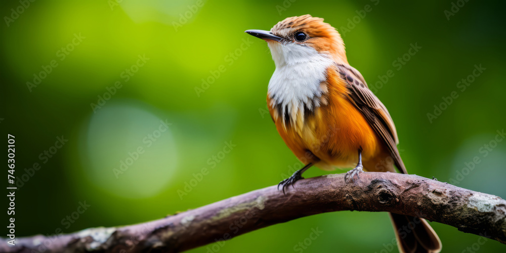 A closeup photo of a colorful bird with a long, a small bird sitting on top of a tree branch, perched on a mossy branch. A closeup photo of a colorful bird with a long, a small bird sitting on top of a tree branch, perched on a mossy branch.
