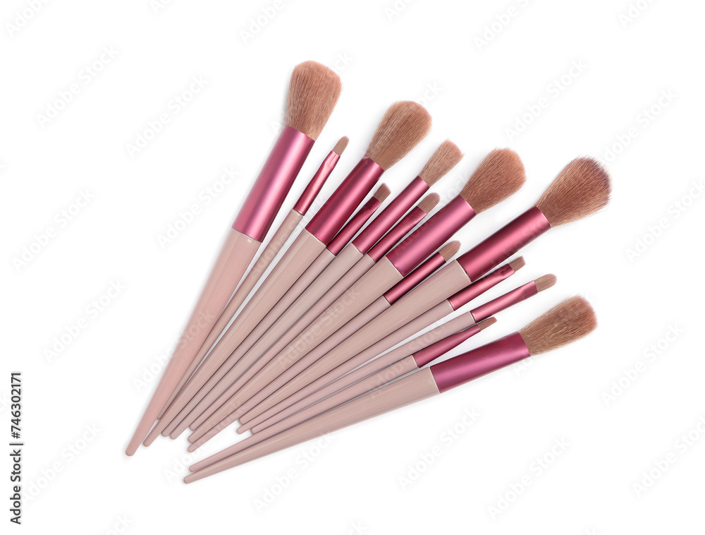 makeup brushes isolated on white background.Cosmetic product for make-up. set of cosmetic makeup brushes