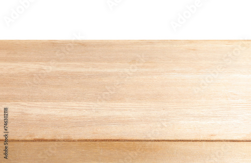 Empty wooden table on white background with clipping path. Mock up for display of product.