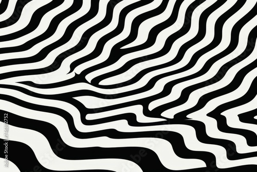 A black and white image of a wave pattern with thick black lines, resembling zebra stripes. photo