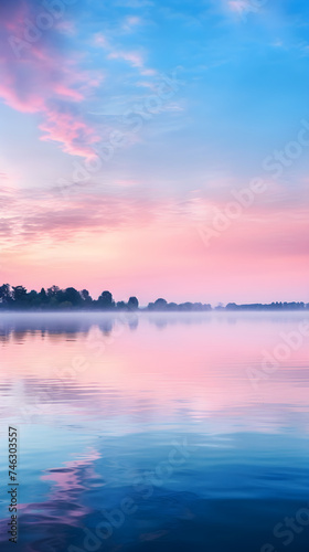 Tranquil Morning at a Lake Cabin: Vivid Sunrise Reflecting off Calm Waters with Silhouetted Pier