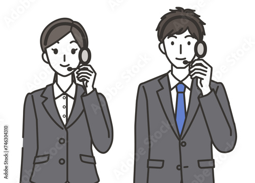 オペレーターの男性と女性のイラスト
