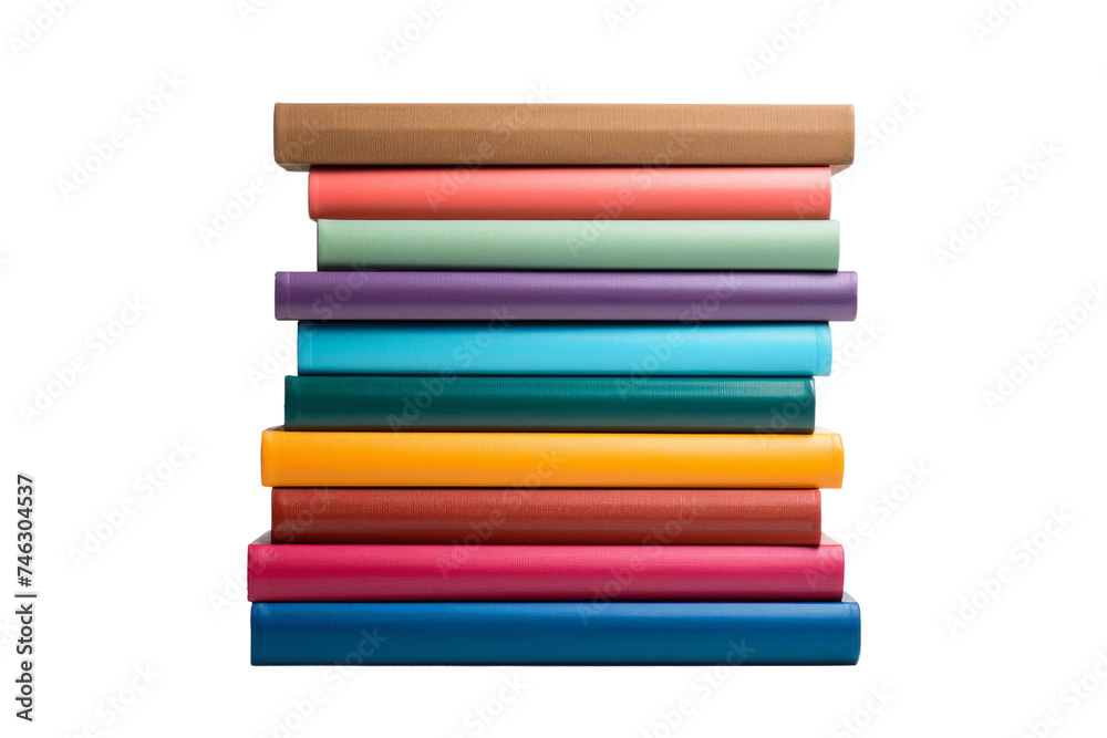 Stack of Different Colored Books. A stack of various colored books neatly arranged. The books are stacked vertically. On PNG Transparent Clear Background. Stack of Different Colored Books. A stack of various colored books neatly arranged. The books are stacked vertically. On PNG Transparent Clear Background.