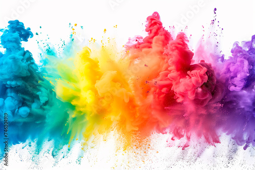 Background with explosion of paints with colors of the gay pride flag. Copy space  graphic resource