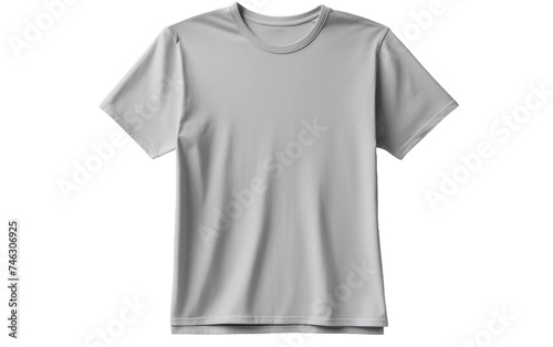 Gray V Neck T Shirt. A gray t shirt with a v neck collar is displayed. The fabric appears soft and comfortable, with a simple yet stylish design. On PNG Transparent Clear Background.