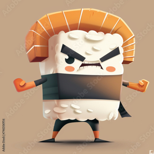 Vector sushi cartoon character illustration ai technology