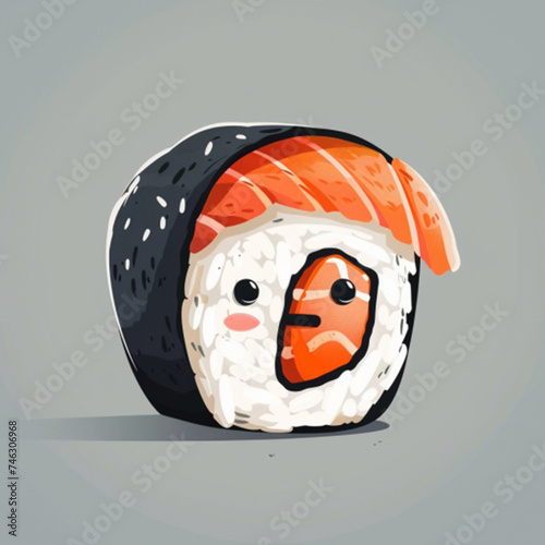Vector sushi cartoon character illustration ai technology