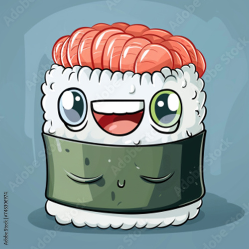 Vector sushi cartoon character illustration ai technology