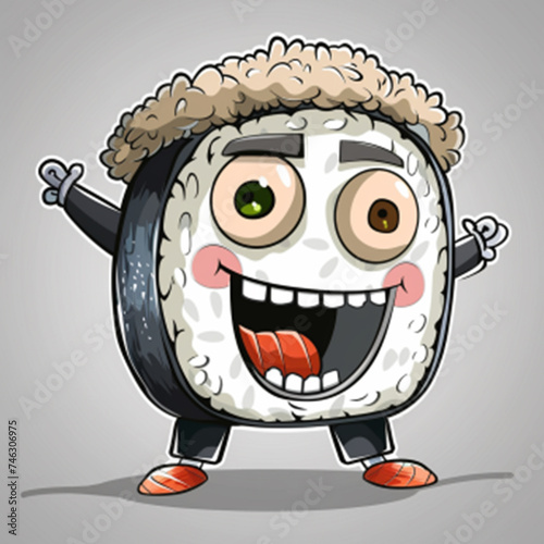 Vector sushi cartoon character illustration ai technology