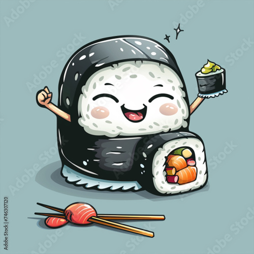 Vector sushi cartoon character illustration ai technology