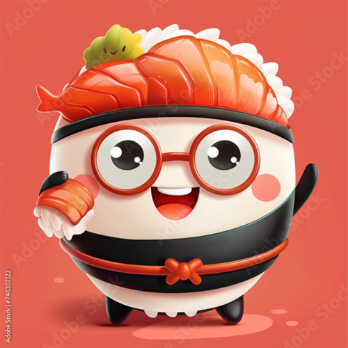 Vector sushi cartoon character illustration ai technology