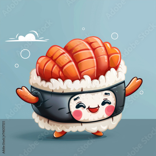 Vector sushi cartoon character illustration ai technology