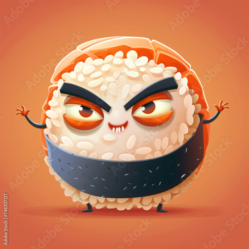 Vector sushi cartoon character illustration ai technology