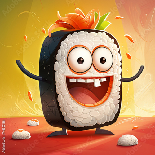 Vector sushi cartoon character illustration ai technology