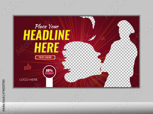 YouTube thumbnail and web banner template design with abstract shape in illustrator.