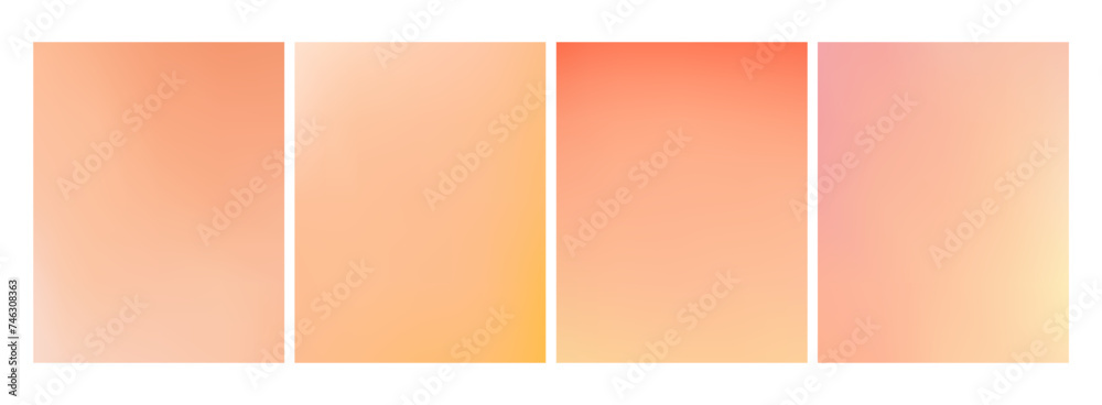 Peach fuzz. Set of vector gradient backgrounds in trendy light warm color of the year. For covers, wallpapers, branding, social media and other modern projects. Peach fuzz. Set of vector gradient backgrounds in trendy light warm color of the year. For covers, wallpapers, branding, social media and other modern projects.