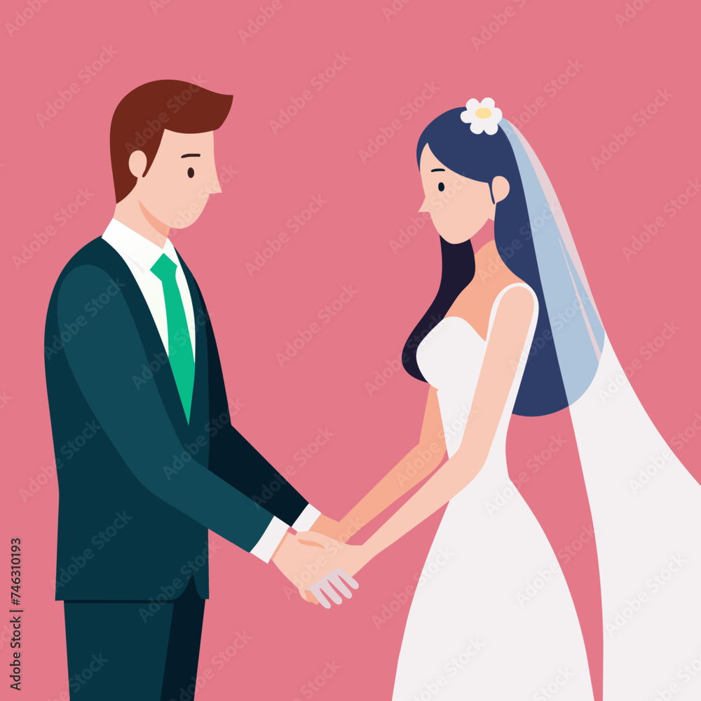 A groom's hands holding his bride's delicate hands. vektor illustation A groom's hands holding his bride's delicate hands. vektor illustation
