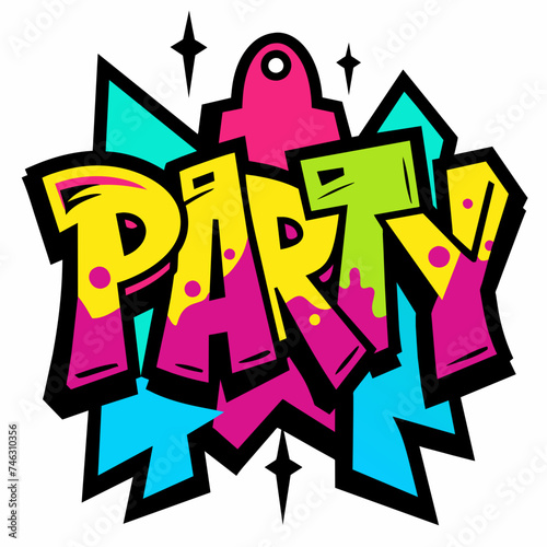 Graffiti tags spelling out party slogans. vektor illustation