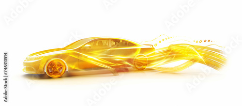 Futuristic car design, infographic of vehicle in the future with moving moment, airo dynamic wave, energy of the future,