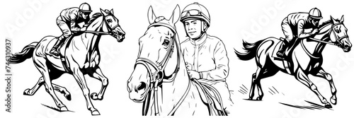 Hand drawn vector illustration  sketch of horse and horses