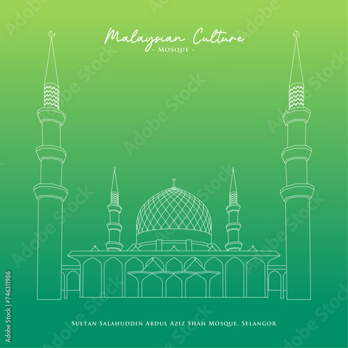 Vector of Shah Alam Mosque in Selangor, Malaysia	