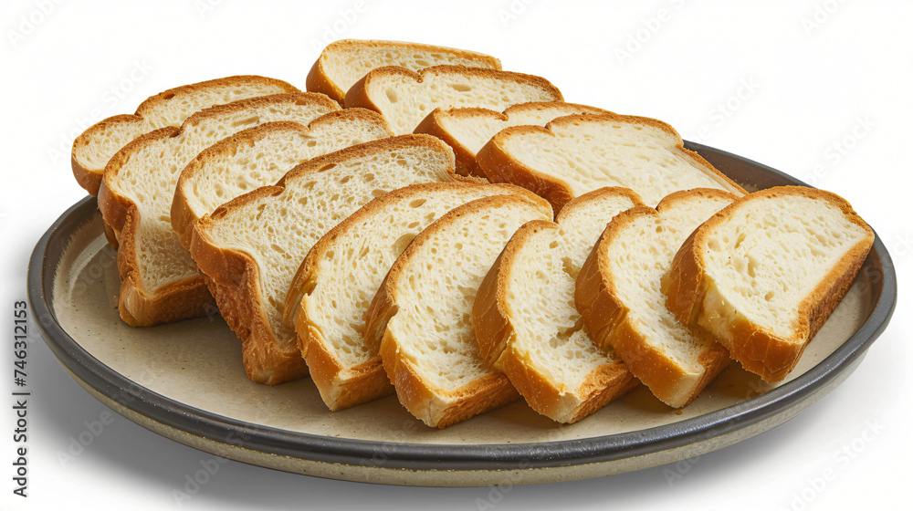 Sliced white bread on a plate.
