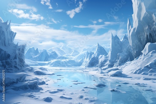 Serene Iceberg Landscape Under Clear Blue Sky. 