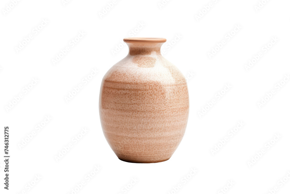 Brown Vase on White Surface. A brown vase is placed on top of a white surface. The vase stands out emphasizing its shape and color. On PNG Transparent Clear Background.