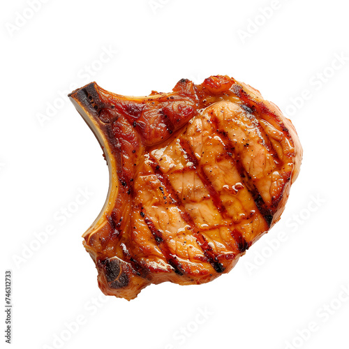 Grill pork chop Isolated on transparent background