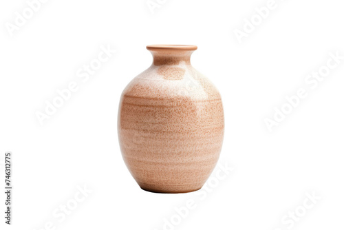 Brown Vase on White Surface. A brown vase is placed on top of a white surface. The vase stands out emphasizing its shape and color. On PNG Transparent Clear Background.